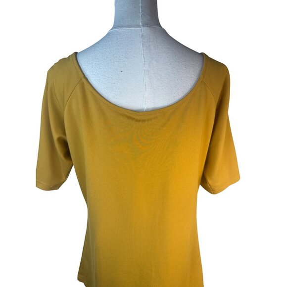 2/$30 Voodoo Vixen XXL Mustard Yellow Tie-Front Top Short Sleeve Nylon Blend - Picture 11 of 12